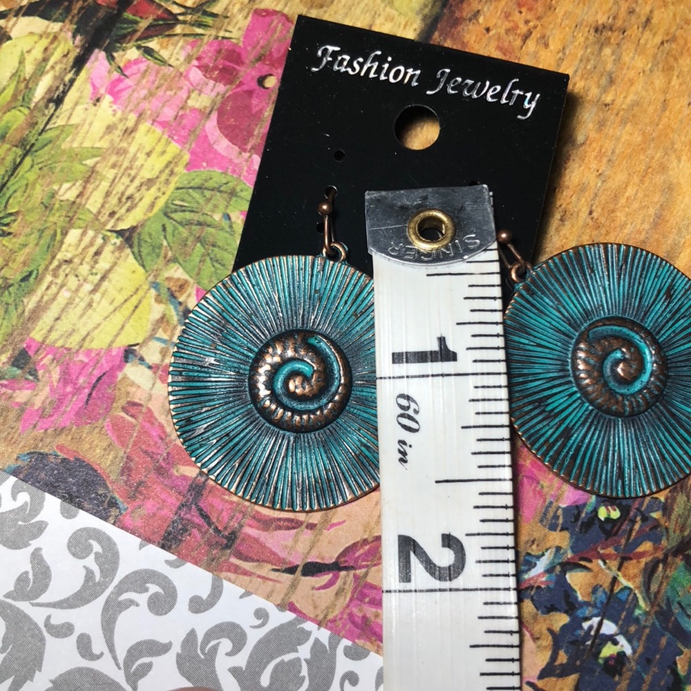 Turquoise/copper discs earrings NWT - Picture 6 of 6